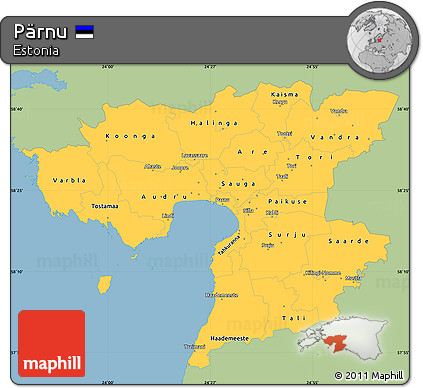 Savanna Style Simple Map of Pärnu, single color outside