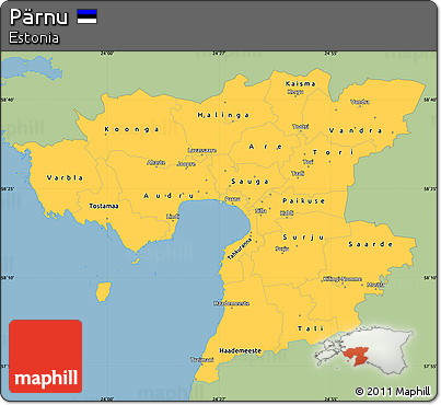 Savanna Style Simple Map of Pärnu, single color outside