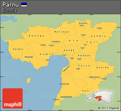 Savanna Style Simple Map of Pärnu, single color outside