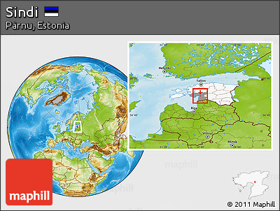 Physical Location Map of Sindi, highlighted country, highlighted parent region
