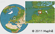 Satellite Location Map of Sindi, highlighted parent region