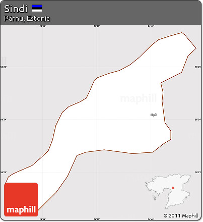 Classic Style Simple Map of Sindi, cropped outside
