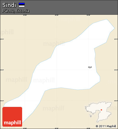 Classic Style Simple Map of Sindi, single color outside