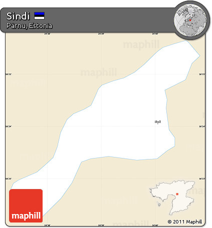 Classic Style Simple Map of Sindi, single color outside