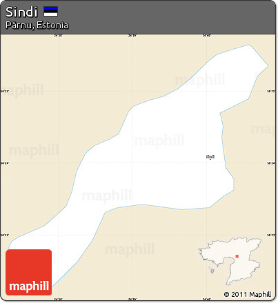 Classic Style Simple Map of Sindi, single color outside