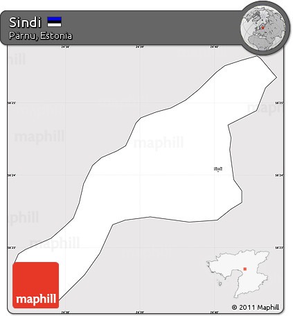 Silver Style Simple Map of Sindi, cropped outside