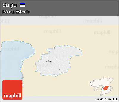 Classic Style 3D Map of Surju, single color outside