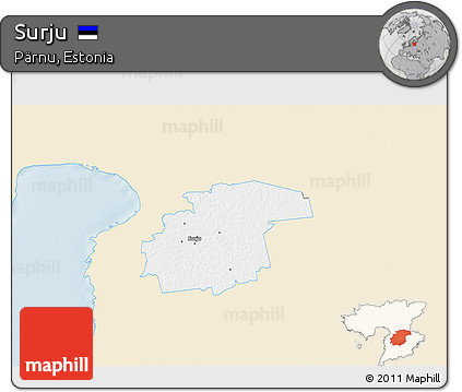 Classic Style 3D Map of Surju, single color outside