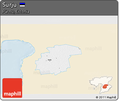 Classic Style 3D Map of Surju, single color outside
