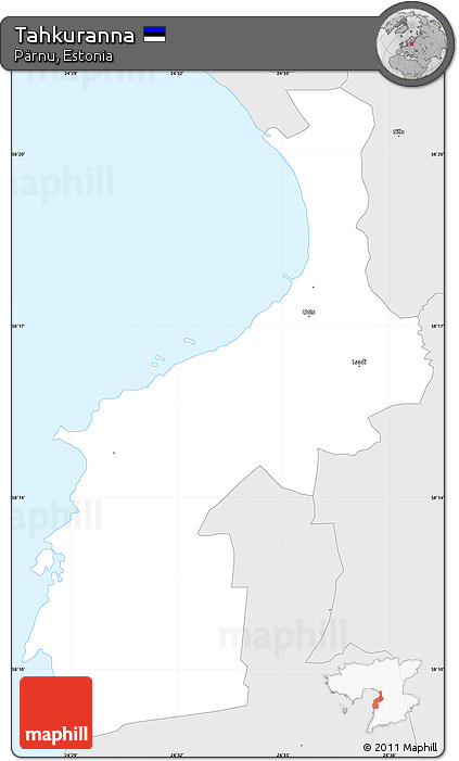 Silver Style Simple Map of Tahkuranna