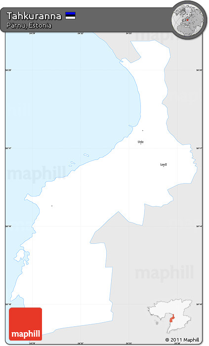 Silver Style Simple Map of Tahkuranna, single color outside