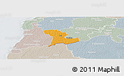 Political Panoramic Map of Tali, lighten, semi-desaturated