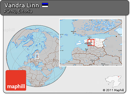 Gray Location Map of Vändra Linn, highlighted country, highlighted parent region
