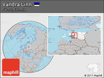 Gray Location Map of Vändra Linn, highlighted country, highlighted parent region