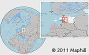 Gray Location Map of Vändra Linn, highlighted country, highlighted parent region, hill shading