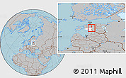 Gray Location Map of Vändra Linn, highlighted parent region, hill shading
