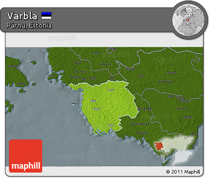 Physical 3D Map of Varbla, darken