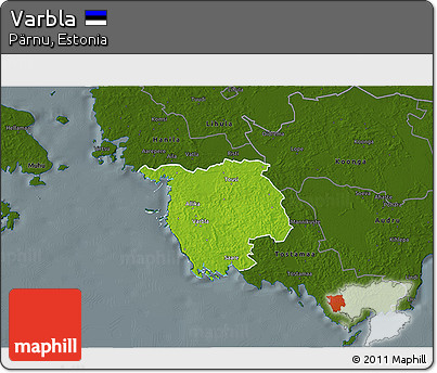 Physical 3D Map of Varbla, darken