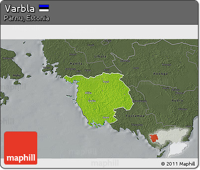 Physical 3D Map of Varbla, darken, semi-desaturated
