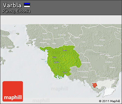 Physical 3D Map of Varbla, lighten, semi-desaturated