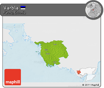 Physical 3D Map of Varbla, single color outside