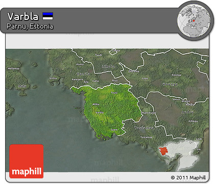 Satellite 3D Map of Varbla, semi-desaturated