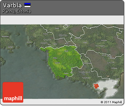 Satellite 3D Map of Varbla, semi-desaturated