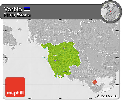 Physical Map of Varbla, lighten, desaturated