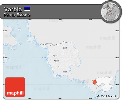 Silver Style Map of Varbla, single color outside