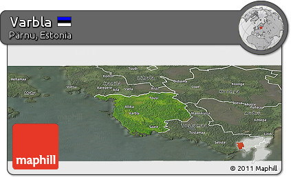 Satellite Panoramic Map of Varbla, semi-desaturated