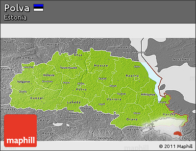 Physical 3D Map of Polva, desaturated