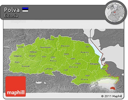 Physical 3D Map of Polva, desaturated