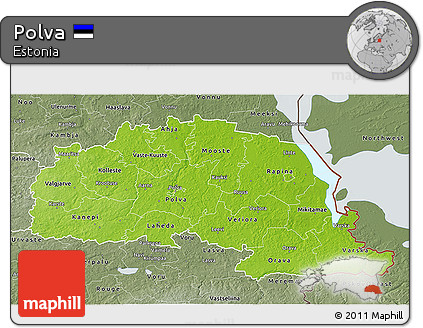 Physical 3D Map of Polva, semi-desaturated