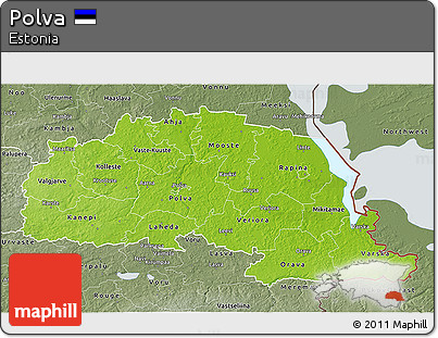 Physical 3D Map of Polva, semi-desaturated