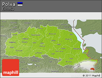 Physical 3D Map of Polva, semi-desaturated