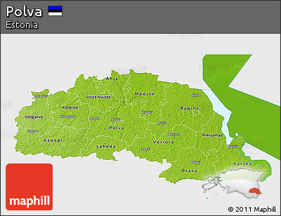 Physical 3D Map of Polva, single color outside