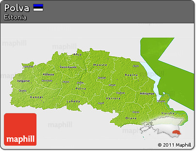 Physical 3D Map of Polva, single color outside