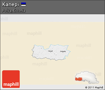 Classic Style 3D Map of Kanepi, single color outside