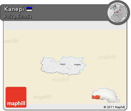 Classic Style 3D Map of Kanepi, single color outside