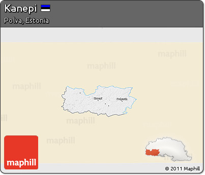 Classic Style 3D Map of Kanepi, single color outside