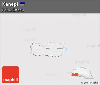 Silver Style 3D Map of Kanepi, single color outside
