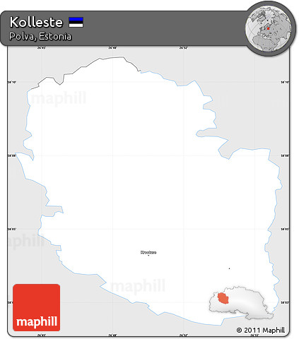 Silver Style Simple Map of Kolleste, single color outside