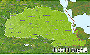 Physical Map of Polva, satellite outside