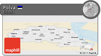 Classic Style Panoramic Map of Polva, single color outside