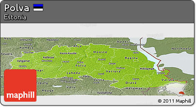 Physical Panoramic Map of Polva, semi-desaturated