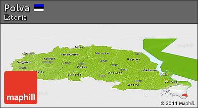 Physical Panoramic Map of Polva, single color outside
