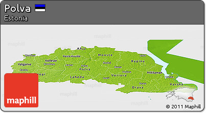 Physical Panoramic Map of Polva, single color outside