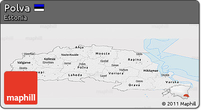 Silver Style Panoramic Map of Polva, single color outside