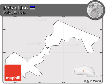 Silver Style Simple Map of Polva Linn, cropped outside