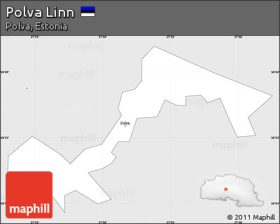 Silver Style Simple Map of Polva Linn